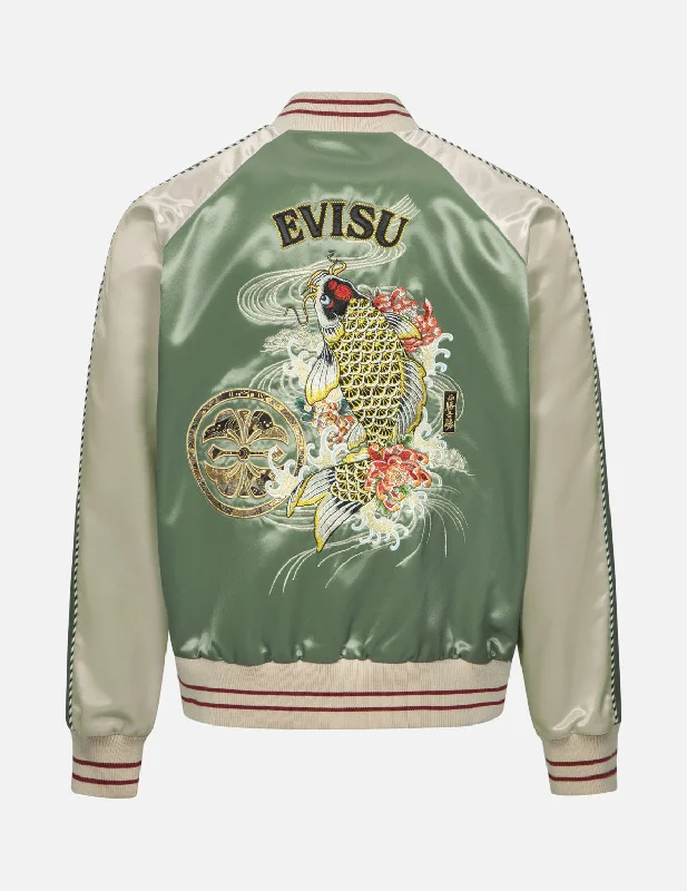 Rainproof Bucket HatsKamon Brocade Appliqué and Carp Embrodiery Relax Fit Souvenir Jacket