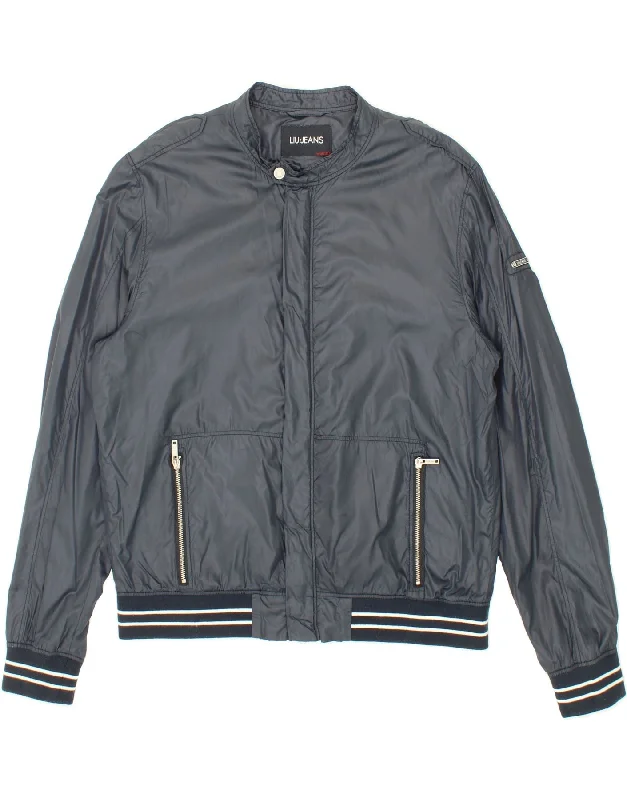 Modern BeaniesLIU JO Mens Bomber Jacket IT 54 2XL Navy Blue Nylon