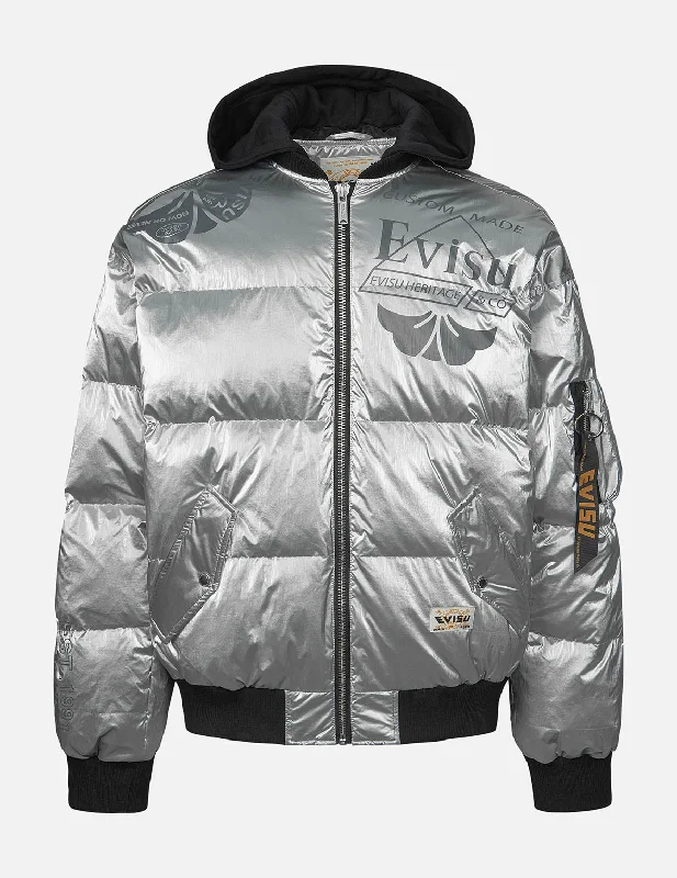 Cheap Winter HatsLogo and Kamon Print Bomber Down Jacket