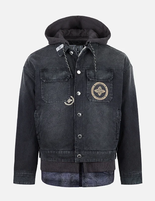 Summer Straw HatsMulti-pocket and Layering Effect Relax Fit Trucker Jacket