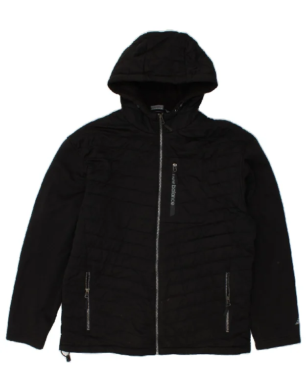Reversible Sun HatsNEW BALANCE Mens Hooded Padded Jacket UK 38 Medium Black Polyester Reversible Sun HatsNEW BALANCE Mens Hooded Padded Jacket UK 38 Medium Black Polyester