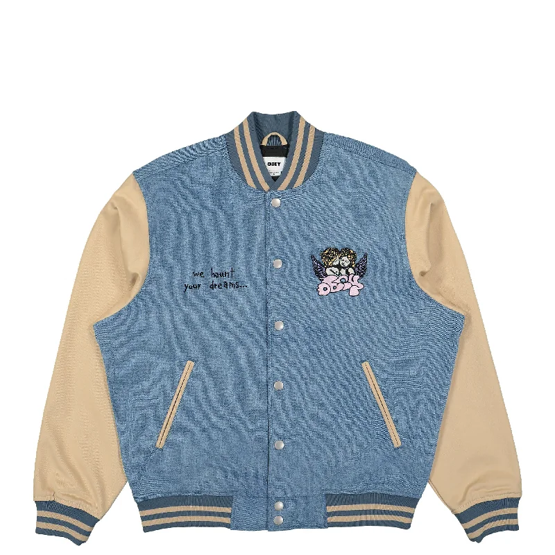Embroidered Bucket HatsCare Denim Varsity Jacket