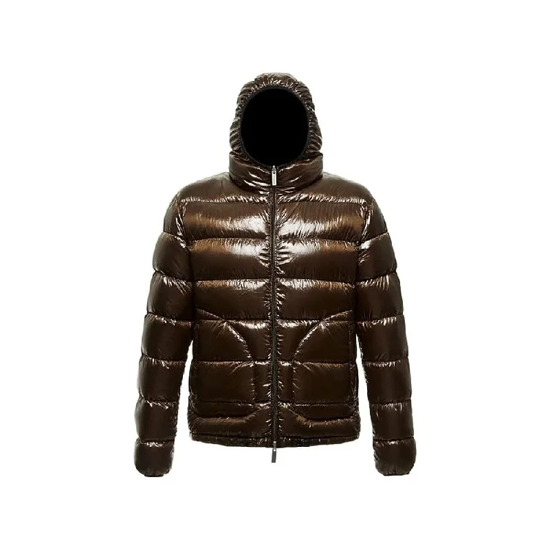 Novelty Baseball CapsReversible Hooded Down Jacket In Brown And Black