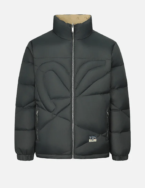 Youth Snapback HatsSeagull Print Loose Fit Reversible Down Jacket