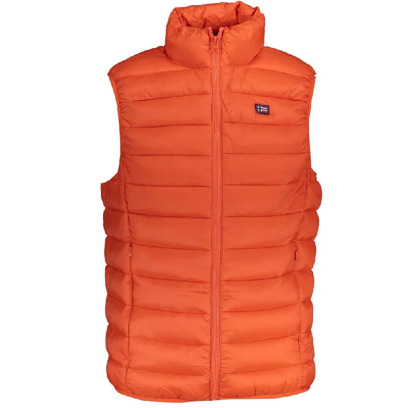 Boys' Baseball CapsSleek Sleeveless Orange Polyamide Jacket