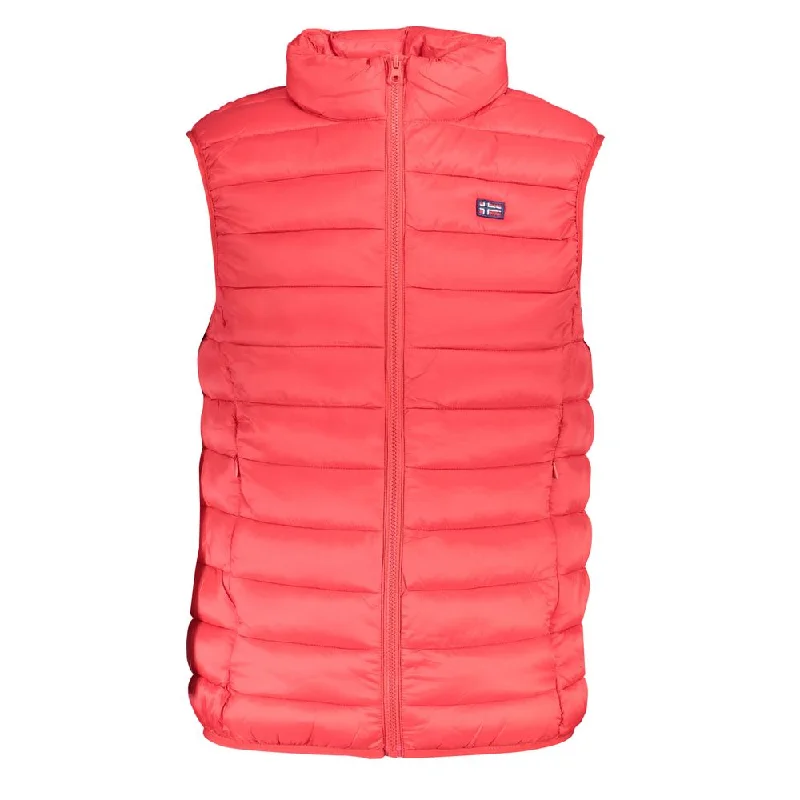Patterned Beanie CapsSleek Sleeveless Pink Polyamide Jacket