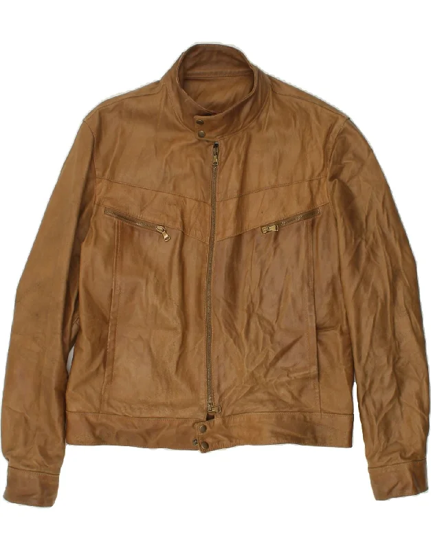 Oversized Fedora HatsSONNYBONO Mens Leather Jacket UK 42 XL Brown Leather