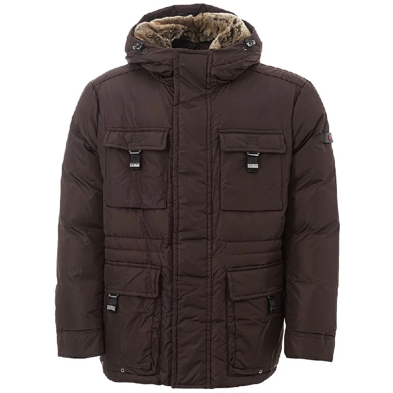 Classic Bowler HatsSophisticated Brown Polyamide Jacket For Men