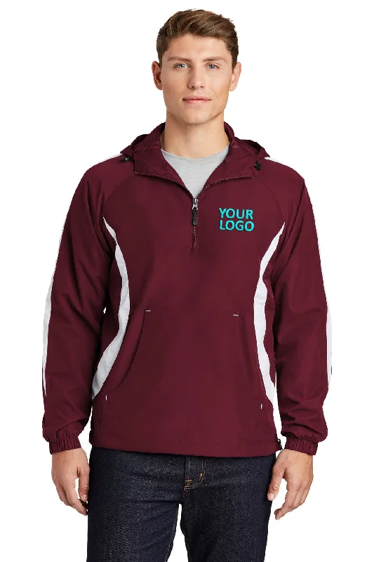Protective Safety HatsSport-Tek Colorblock Raglan Custom Anorak Jackets, Maroon/White Protective Safety HatsSport-Tek Colorblock Raglan Custom Anorak Jackets, Maroon/White