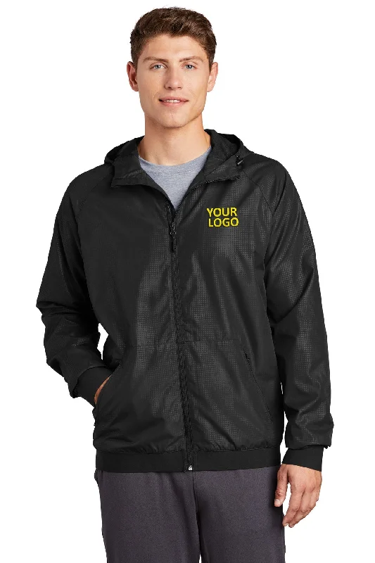 Gentlemen's Bowler HatsSport-Tek Embossed Hooded Custom Wind Jackets, Black/ Black