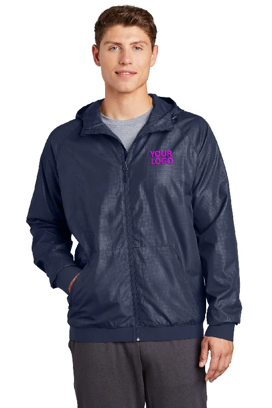 Unique Baseball CapsSport-Tek Embossed Hooded Custom Wind Jackets, True Navy/ True Navy Unique Baseball CapsSport-Tek Embossed Hooded Custom Wind Jackets, True Navy/ True Navy