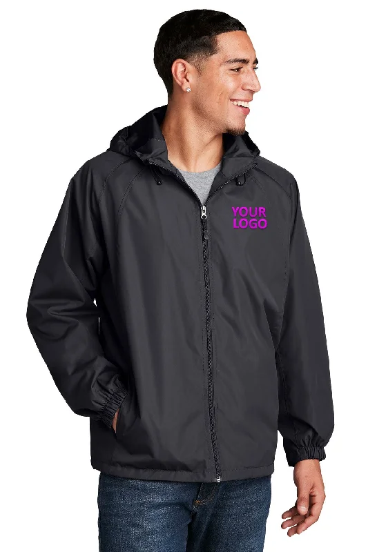 Adjustable Sun HatsSport-Tek Custom Hooded Raglan Jackets, Graphite Grey
