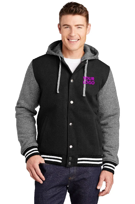 Funky Bucket CapsSport-Tek Insulated Customized Letterman Jackets, Black/ Vintage Heather Funky Bucket CapsSport-Tek Insulated Customized Letterman Jackets, Black/ Vintage Heather