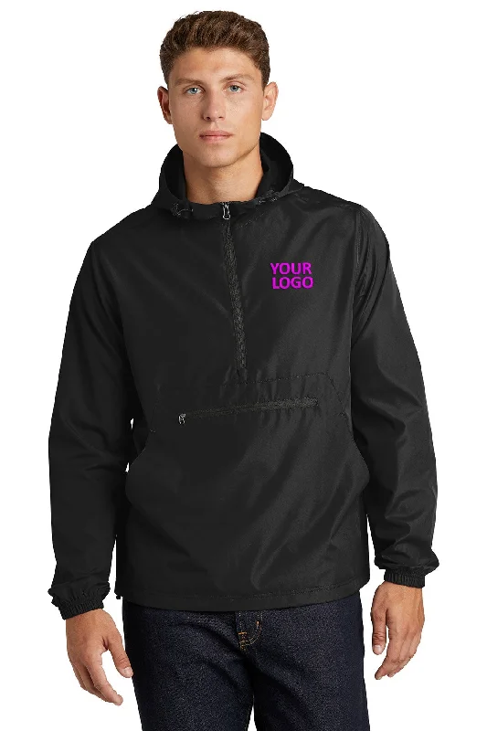 Big Size Fedora HatsSport-Tek Packable Custom Anorak Jackets, Black
