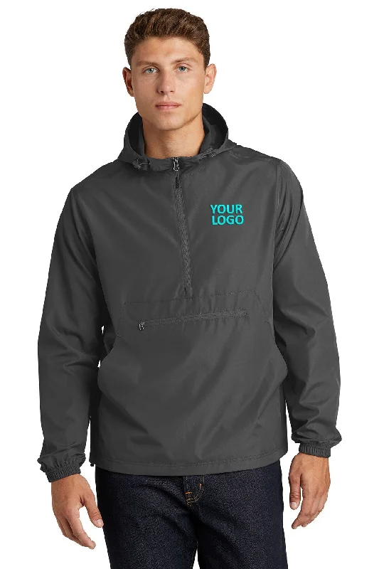 Waterproof Work HatsSport-Tek Packable Custom Anorak Jackets, Graphite Grey