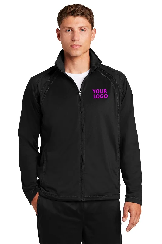 Bright Straw HatsSport-Tek Tricot Track Branded Jackets, Black/Black