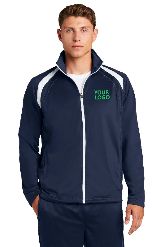 Beach Sun HatsSport-Tek Tricot Track Branded Jackets, True Navy/White
