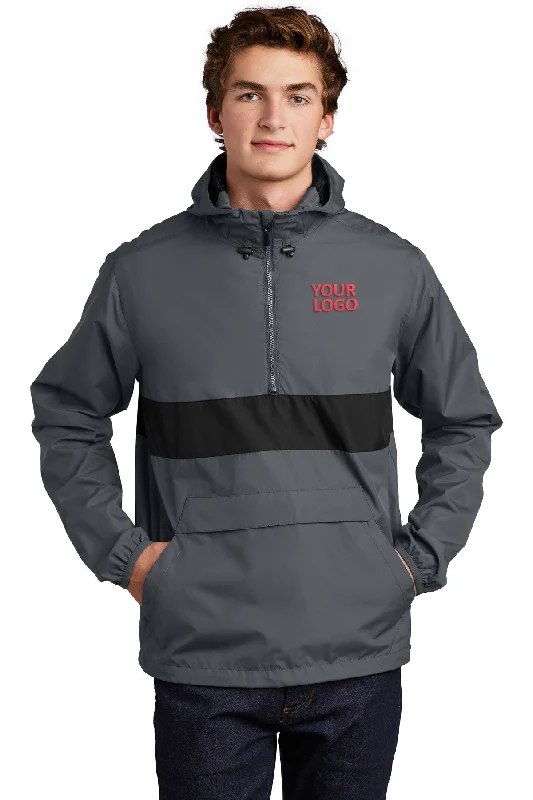 Children's Baseball HatsSport-Tek Zipped Pocket Custom Anorak Jackets, Graphite Grey/ Black Children's Baseball HatsSport-Tek Zipped Pocket Custom Anorak Jackets, Graphite Grey/ Black