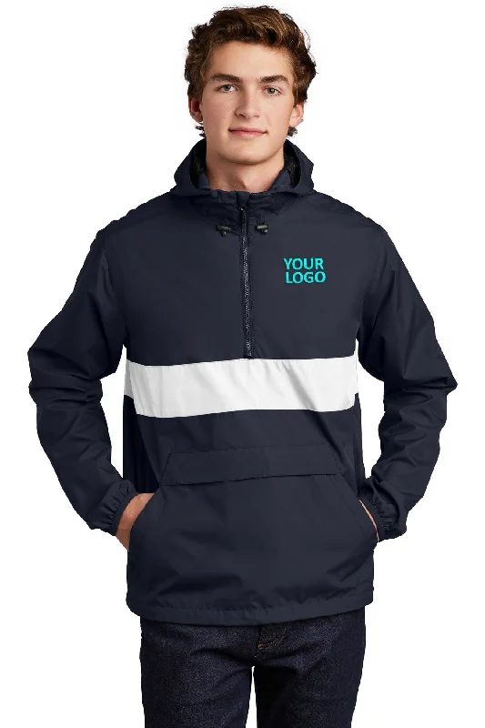 Beach Bucket CapsSport-Tek Zipped Pocket Custom Anorak Jackets, True Navy/ White