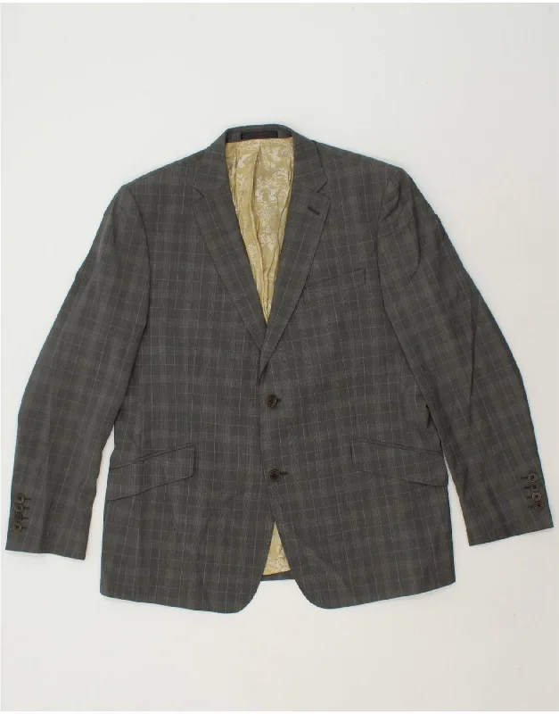 Elegant Derby CapsTED BAKER Mens 2 Button Blazer Jacket US 44 2XL Grey Check Virgin Wool Elegant Derby CapsTED BAKER Mens 2 Button Blazer Jacket US 44 2XL Grey Check Virgin Wool