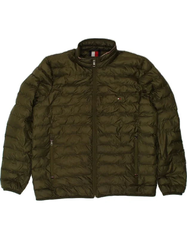 Black Cowboy HatsTOMMY HILFIGER Mens Padded Jacket UK 44 2XL Khaki Polyester