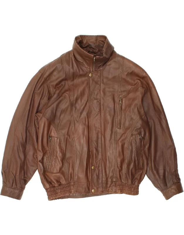 Warm Winter BeaniesVINTAGE Mens Leather Jacket IT 50 Large Brown Leather