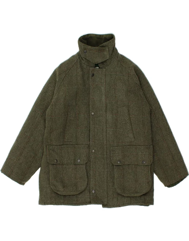 Relaxed Beanie HatsVINTAGE Mens Utility Jacket UK 38 Medium Green Chevron Wool